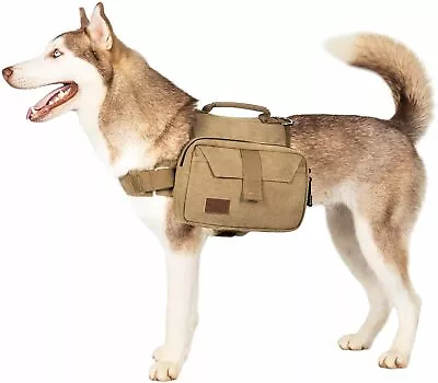 EmPAWrium Dog Hiking Harness Backpack Vest Walking Adjustable Durable Bag Brown • $29.99