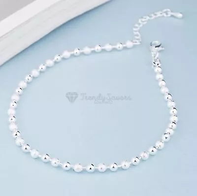 Summer Fashion 925 Sterling Silver Anklets For Women Beach Beads Ankle Chain • £3.99