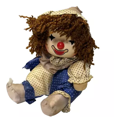 Faratak Vintage 1980s Plush Clown Doll Musical Wind Up & Movement Blue & White • $12