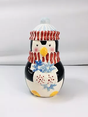 Holiday Winter Penguin Ceramic Christmas Cookie Jar MSRF Studio • $13