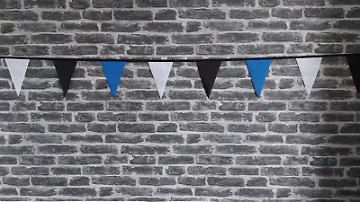 Black Blue White Fabric Bunting Football Rugby Sport Wedding Party Garden • £13.50