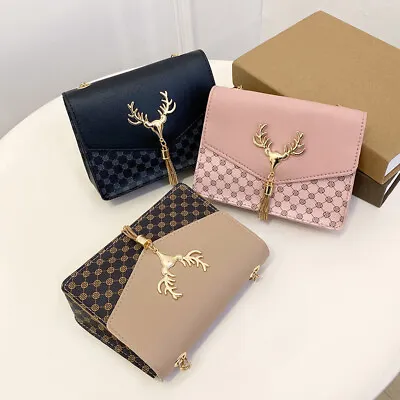 Ladies Chain Strap Small Cross Body Bag Women Shoulder Over Bags Deer Tassel • £5.99