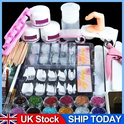 Full Acrylic Powder Nail Set Nails Art Starter Manicure Kit False Nail Tips UK • £11.99