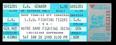 $75 • Buy 1990 BASKETBALL FULL TICKET LSU NOTRE DAME SHAQUILLE O'NEAL FRESHMAN 17pt/12rb