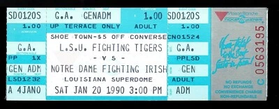 $75 • Buy 1990 BASKETBALL FULL TICKET LSU NOTRE DAME SHAQUILLE O'NEAL FRESHMAN 17pt/12rb