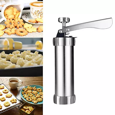 Biscuit Maker Cookies Press Cake Decorator Pump Machine Kit Syringe Kit+20 Molds • £11.56