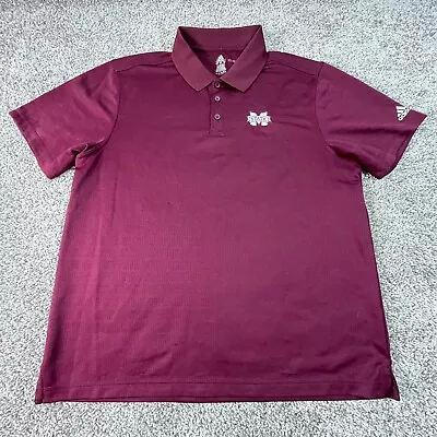 Mississippi State Bulldogs Polo Shirt Adult Large Red Football Adidas Mens * • $24.90