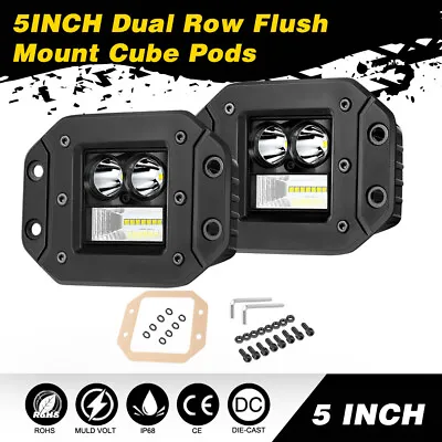 2x5''Inch 216W LED Work Lights Flush Mount Light Bar Driving Off Road Combo Fog  • $39.99