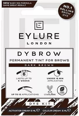 Eylure DYBROW Eyebrow Dye Kit Dark Brown Permanent Tint For Brows UK • £6.50