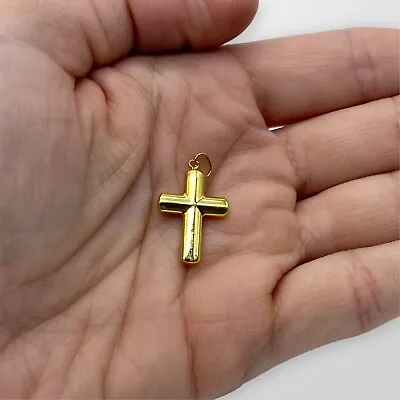 Solid 18ct Yellow Gold Cross Pendant Hallmarked UK Used 18k 750 New Box • £149.95