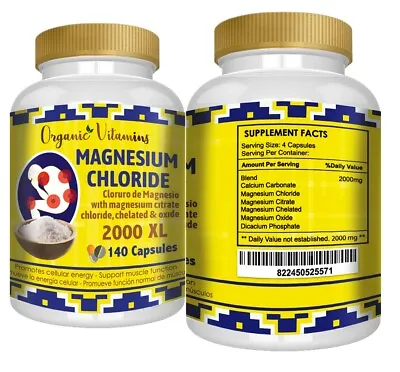 Magnesium Chloride (Cloruro De Magnesio) High Absorption 2000 Mg 140 Caps • $13.10