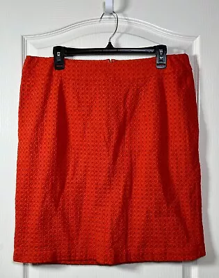 Coldwater Creek Deep Orange Eyelet Mini Skirt Size 16 100% Cotton EUC • $19.99