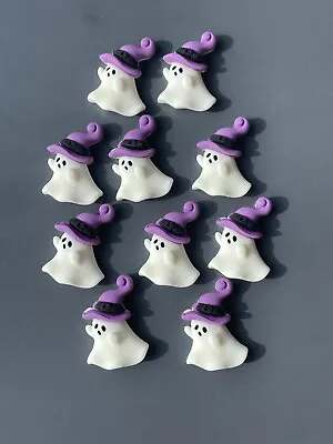 NEW!! 10 GORGEOUS HALLOWEEN GHOST CHARMS RESIN 29x21x8.5mm UK Seller • £3