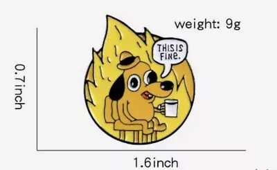 Jake The Dog - This Is Fine Adventure Time Pin Badge Enamel Yellow • £2.49