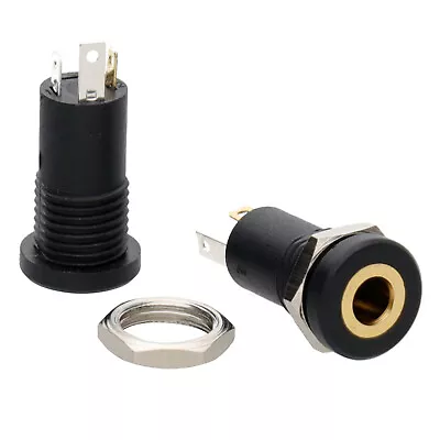 3.5mm Aux Stereo Socket Input Panel Mount Audio Adapter [Pack Of 2] • £3.38