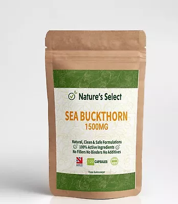 Sea Buckthorn 1500mg Capsules High Strength Organic Vegan Omega 3 6 9 & 7 Powder • £8.99