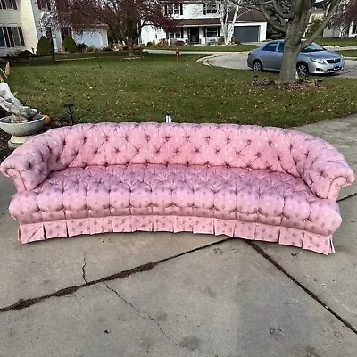 Vintage Tufted Custom-Built Mid Century Pink Couch 100% Unique • $1500