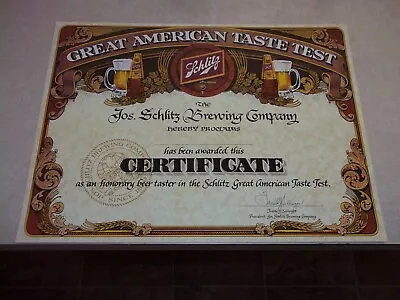 Vintage SCHLITZ BEER TASTE TEST PLACEMAT SIGN Wisconsin Wi Bar Tavern Restaurant • $3.95