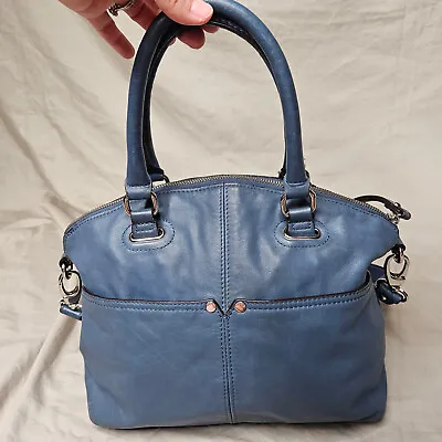 Tignanello Handbag Satchel Shoulder Dome Handbag Blue Leather Double Top Handles • $24.47