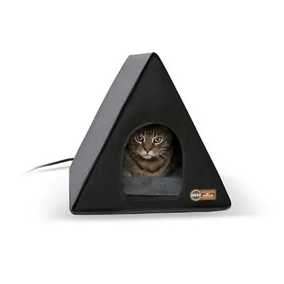 K&H Pet Heated A-Frame Cat House Gray / Black 18  X 14  X 14  3880 • $55.99