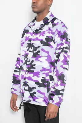 Men's Water Resistant Camo Polar Fleece Lined Windbreaker Rain Coaches Jacket • $25