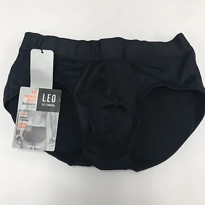 Leo By Leonisa Mens Lift Padded Underwear Brief Size Small Black Ripped Tag • $24.88