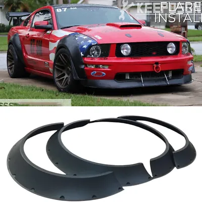 For Ford Mustang Set Of 4 Fender Flares Extra Wide Body Kit Wheel Arches Black • $98.79