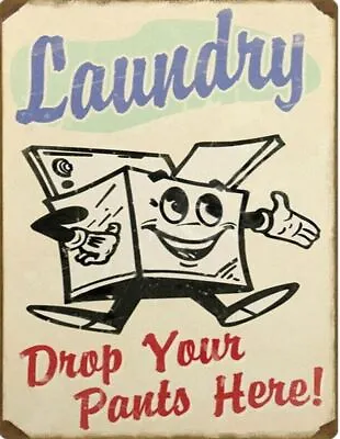 £6.49 • Buy Laundry Drop Your Pants Here Metal Sign Kitchen Home Utility Retro Vintage Wall