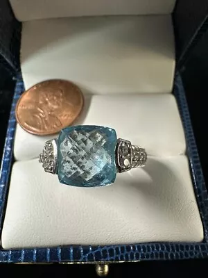 Judith Ripka ~ 925 Sterling Silver Blue Topaz CZ Ring ~ Size 9.25 • $59.99