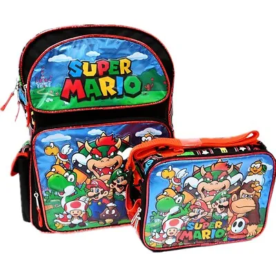 Nintendo Super Mario 16  Large School Backpack With Lunch Bag Mario Book Bag • $49.99