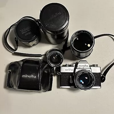 Minolta SRT 101 35mm SLR Film Camera Rokkor 1:1.4 58mm + Case+ Lenses • $150