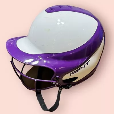 Rip It White/Purple Softball Helmet With Mask And Strap. Size S/M • $18.99