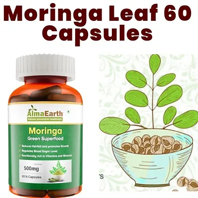 Organic Moringa Oleifera Leaf Powder 60 Capsule (Pure & Natural) Free Ship • $16.83