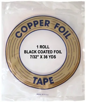 1 Roll 7/32 EDCO Black Back Copper Foil For Stained Glass - 1 Mil • $11.99