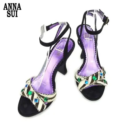 Anna Sui Sandals Shoes Size 6 Open Toe Zebra Black White Suede X Harako Ladies • $230