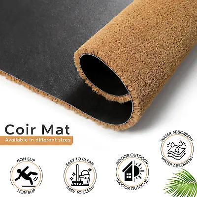 Heavy Duty Coconut Coir Mat - Indoor/Outdoor Entrance Door Matting - Custom Cut • £10.97
