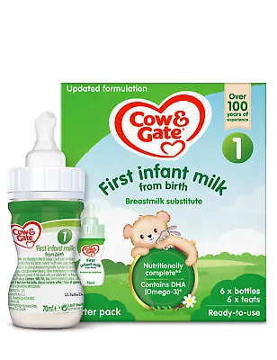 Cow & Gate First Infant Milk Starter Pack 6x70ml(6-12 Months) • £15.60