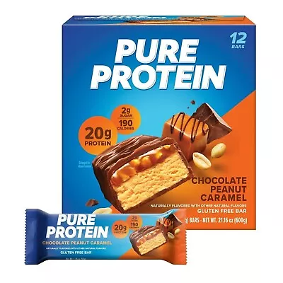 Pure Protein Chocolate Peanut Caramel Protein Bars 20g Protein 1.76 Oz 4 Ct • $7.39