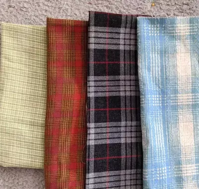 Small Lot Vtg Scraps Cotton Primitive Homespun Plaid Doll Rag Quilt Fabric • $5.85