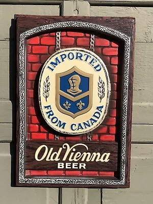 Vintage Old Vienna Beer Bar Tavern Sign Imported From Canada Red Brick Wall Look • $14.99