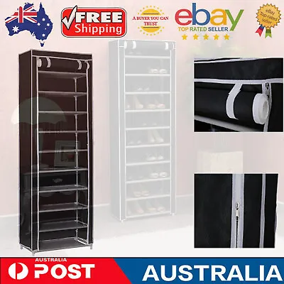 $39.99 • Buy 10 Tier Shoe Rack Storage Cabinet Portable Organizer Wardrobe Cover For Shoe AUS