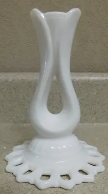 Vintage Fostoria Randolph Milk Glass Taper Candlestick Holder 6  Tall • $18.59