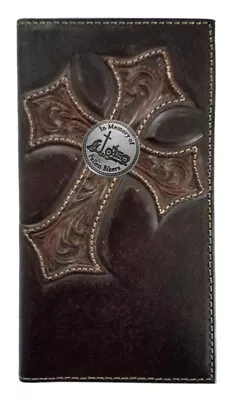 Customized Nocona Chocolate Leather Cross Long Wallet  • $49.99