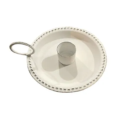 White Chamberstick Taper Candle Holder • $11.99