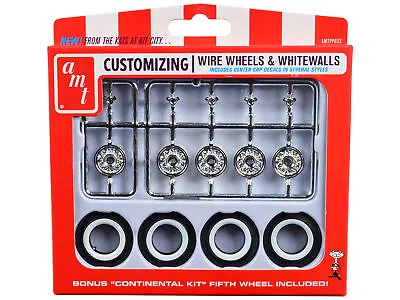 Skill 2 Model Kit Wire Wheels And Whitewall Tires Set Of 5 Pieces For 1/25 Scale • $31.23