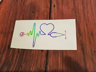 Holographic Nurse Heartbeat  Vinyl Window Car Decal Free Next Day Shipping • $3.59