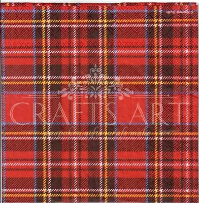 £1.29 • Buy 4 Single Paper Decoupage Napkins. Black & Red Scottish Tartan  Design - 471