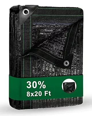 30% Sunblock Shade Cloth Net Black Resistant 8x20 Ft Garden Shade Mesh Tarp For  • $32.36