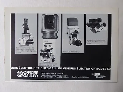 9/1986 Pub Officine Galileo Episcopate Electro-optical Viewfinder Char French Ad • $10.66