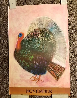 1971 BRIAN WILDSMITH Turkey 24x36 RARE Poster Vtg Animal Illustration 70s • $111.99